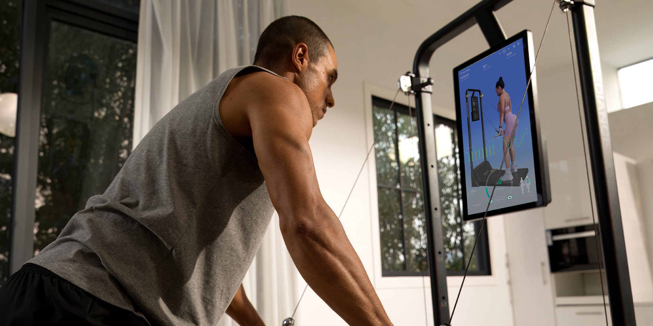 a man showing how to use Speediance equipment
