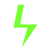 Green lightning bolt symbol on a white background