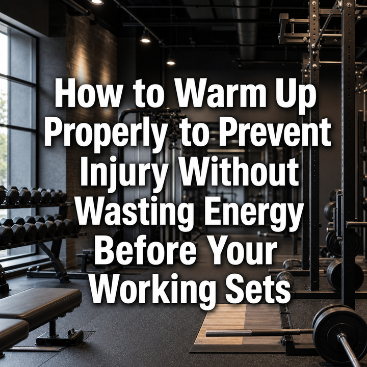 Modern gym with barbells and dumbbells, illustrating proper warm-up before working sets.