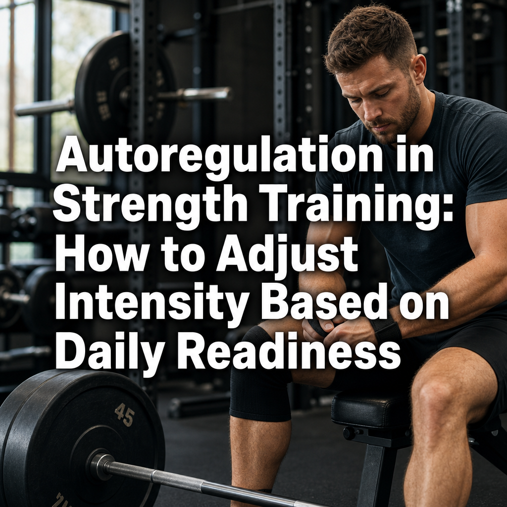 Man in gym, barbell nearby, adjusting strength training with autoregulation.