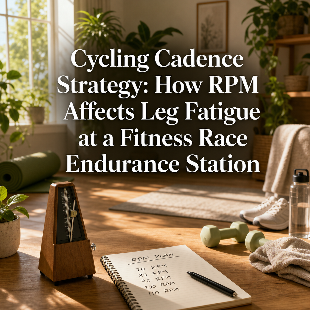 Cycling cadence strategy for fitness race endurance stations — how RPM affects leg fatigue