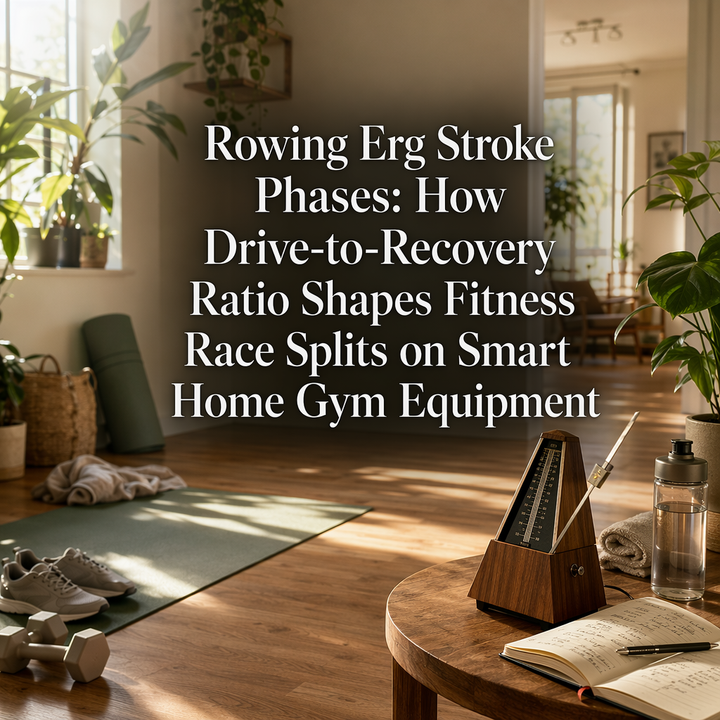 Rowing erg stroke phases and drive-to-recovery ratio for fitness race splits on smart home gym equipment