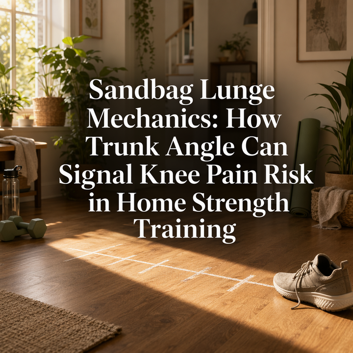 Sandbag lunge mechanics showing how trunk angle affects knee pain risk in home strength training