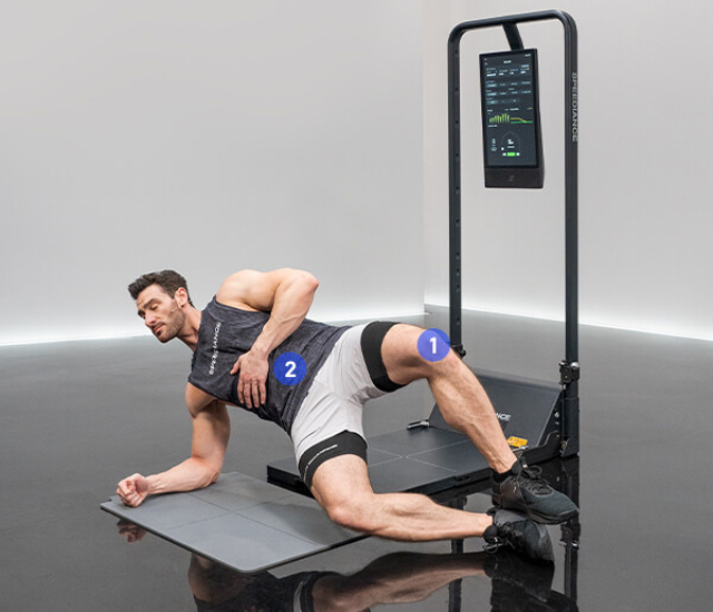 Man performing clamshell exercise
