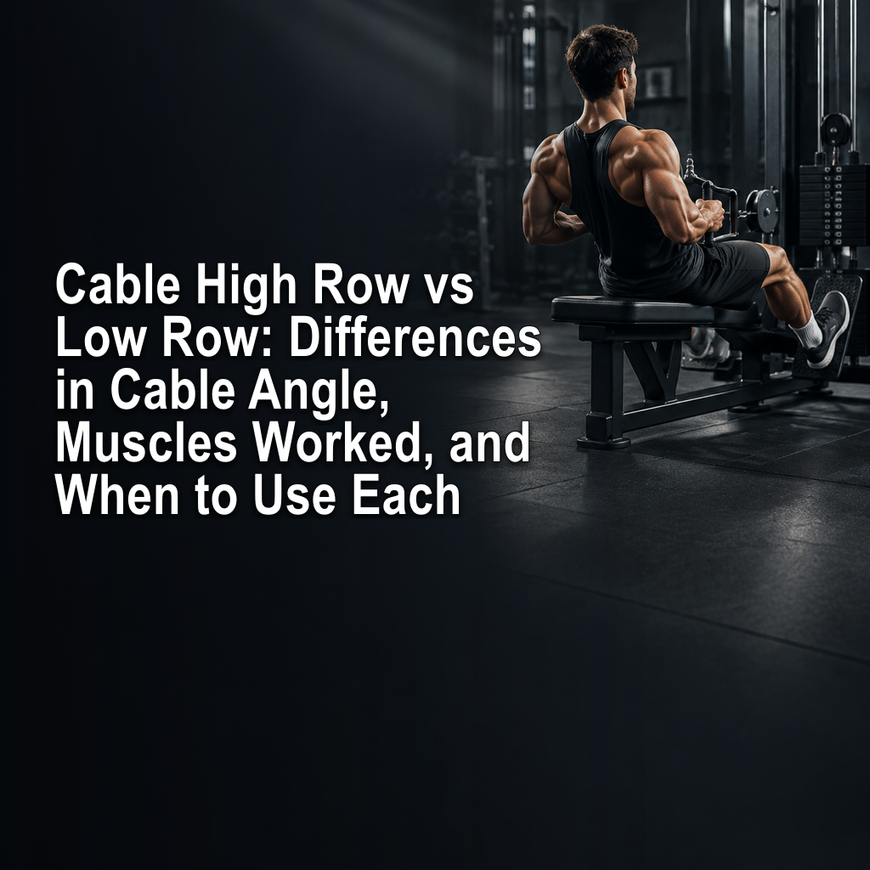 Cable high row and low row comparison in a dark home gym