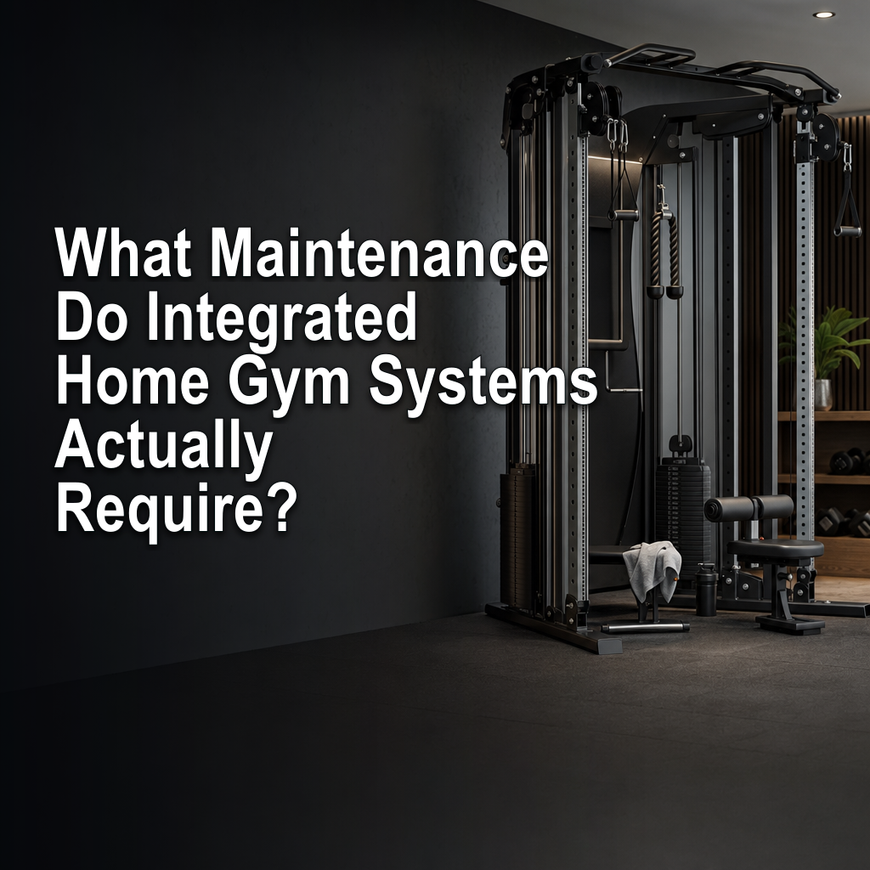 Integrated home gym system in a clean home workout space