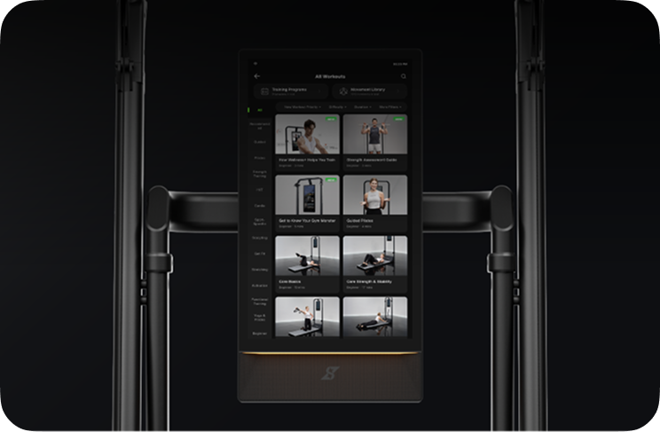 Fitness courses on screen