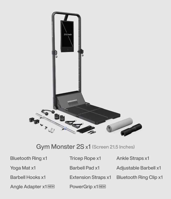 Gym Monster 2S fitness equipment with accessories on a light gray background