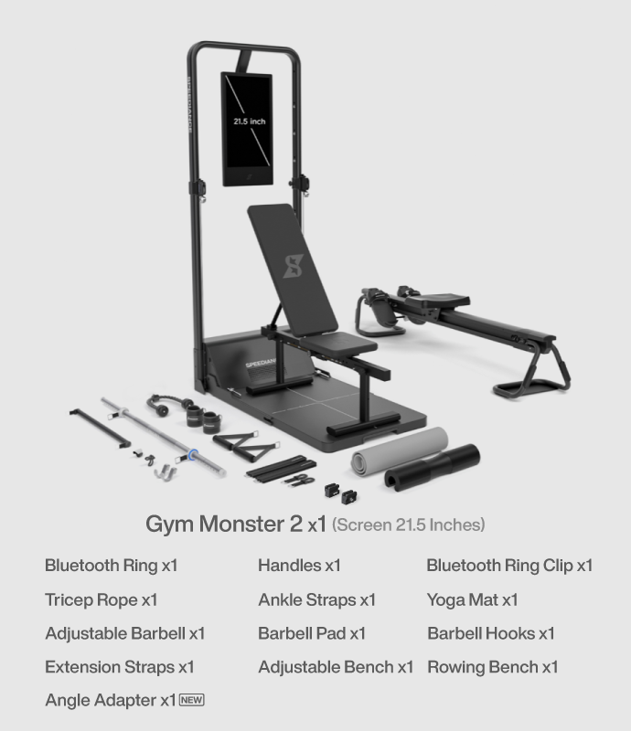 Gym Monster 2 home gym package with various components on a light gray background