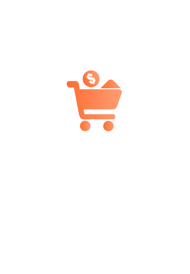 Orange shopping cart icon with a dollar sign on a white background